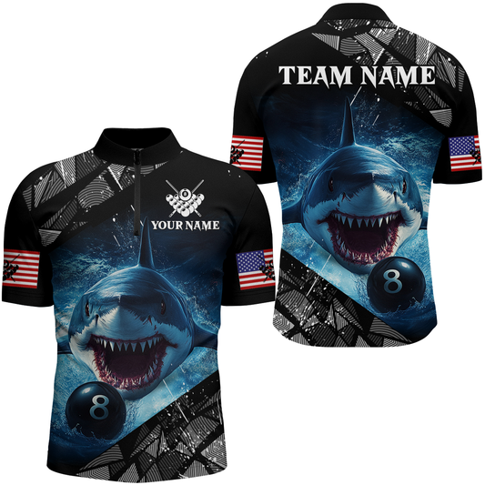 Funny Blue Shark Ball Pool Billiard for Men Billiard Shirts Polo & 1/4 Zip Shirt Team NNT18