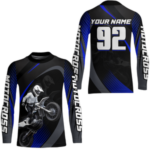 Custom Blue Motocross Shirts Racing Jersey UPF30+ Dirt Bike Jersey Kid Men Women DNT07