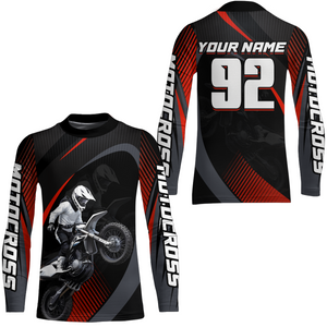 Custom Red Motocross Shirts Racing Jersey UPF30+ Dirt Bike Jersey Kid Men Women DNT07