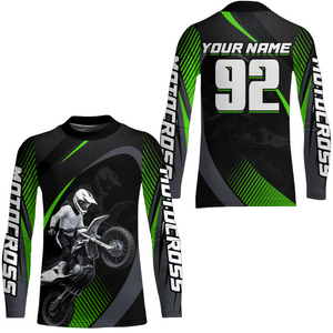 Custom Green Motocross Shirts Racing Jersey UPF30+ Dirt Bike Jersey Kid Men Women DNT07