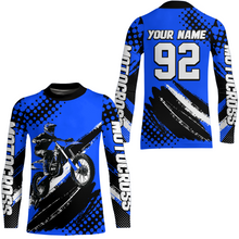 Load image into Gallery viewer, Personalized Blue Racing Jersey Motocross for Men Women Kid Upf30+ Youth Off-Road Racing Jersey DNT02
