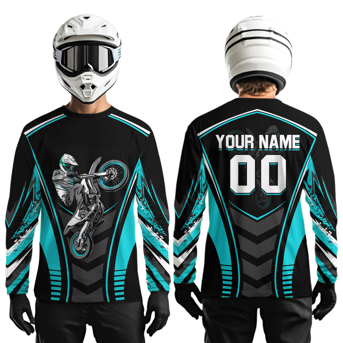Turquoise Youth Dirt Bike Jersey MX Off-Road Motocross Shirt Racing Shirt Kid Men Women DNT55