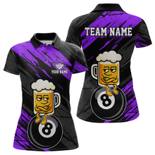 Load image into Gallery viewer, Custom Purple Funny Beer 8 Ball Billiard Shirts for Men Billiard Team Shirts Polo &amp; 1/4 Zip NNT78
