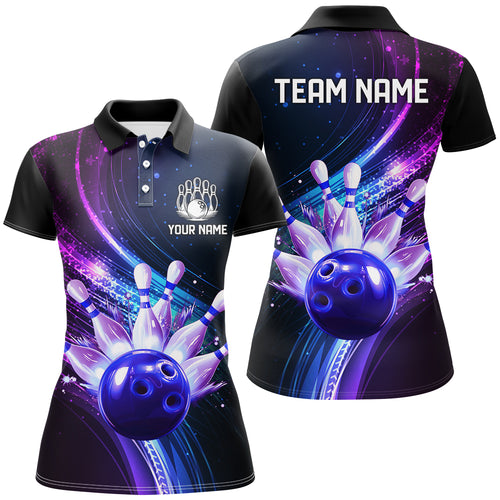 Purple Galaxy Bowling Jersey Men Women Custom Bowling Team Shirts Unisex Bowling Polo Quarter-zip CP28