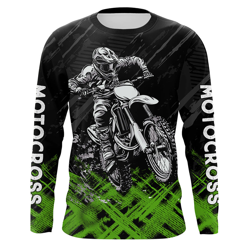Adult&Kid Green Custom Dirt Bike Jersey Motocross Jersey Upf30+ Motocross Shirt| CTP87
