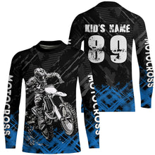 Load image into Gallery viewer, Adult&amp;Kid Blue Custom Dirt Bike Jersey Motocross Jersey Upf30+ Motocross Shirt| CTP87