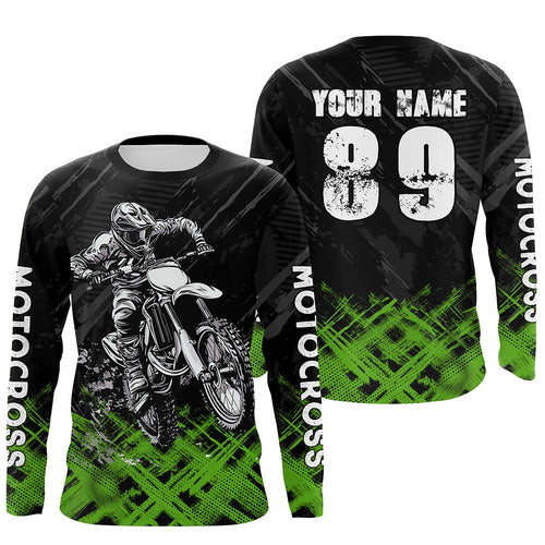 Adult&Kid Green Custom Dirt Bike Jersey Motocross Jersey Upf30+ Motocross Shirt| CTP87