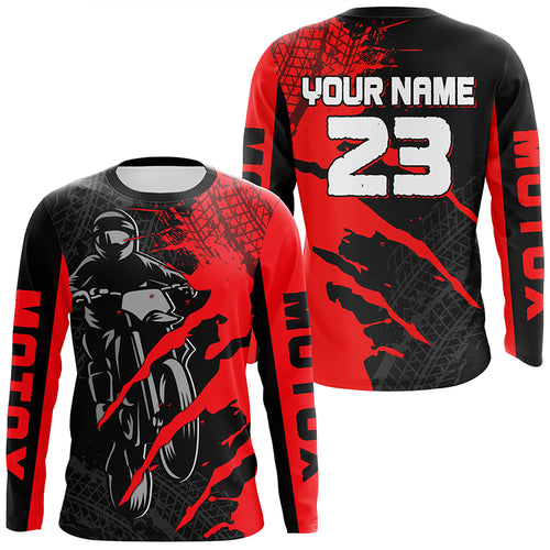 Custom Red Motocross Jersey for Men Women Upf30+ Dirt Bike Shirt Motorcycle Jersey| CTP67