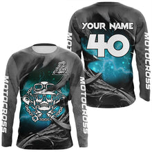 Load image into Gallery viewer, Adult&amp;Kid Turquoise Skull Custom Dirt Bike Jersey Motocross Jersey Upf30+ Motocross Shirt| CTP86