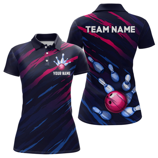 Custom Bowling Jersey Men And Women Custom Bowling Shirts Unisex Navy Polo Bowling Team Shirt CP04