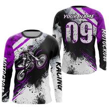 Load image into Gallery viewer, Adult&amp;Kid purple custom dirt bike jersey Motocross jersey upf30+ mens women Motocross Shirt| CTP02