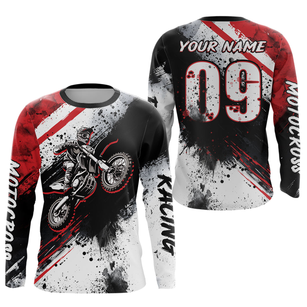 Adult&Kid red custom dirt bike jersey Motocross jersey upf30+ mens women Motocross Shirt| CTP02