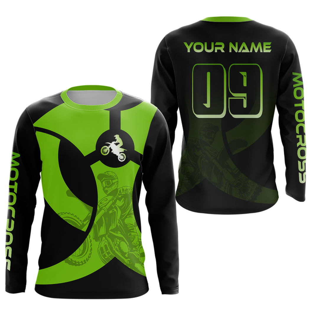 Custom Green Dirt Bike Jersey Motocross Jersey Upf30+ Mens Women Off-Road Shirt| CTP85