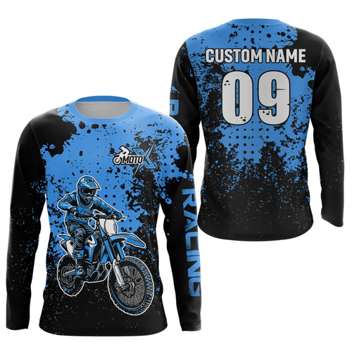 Custom Blue Motocross Jersey for Men Women Upf30+ Dirt Bike Shirt Motorcycle Jersey| CTP11