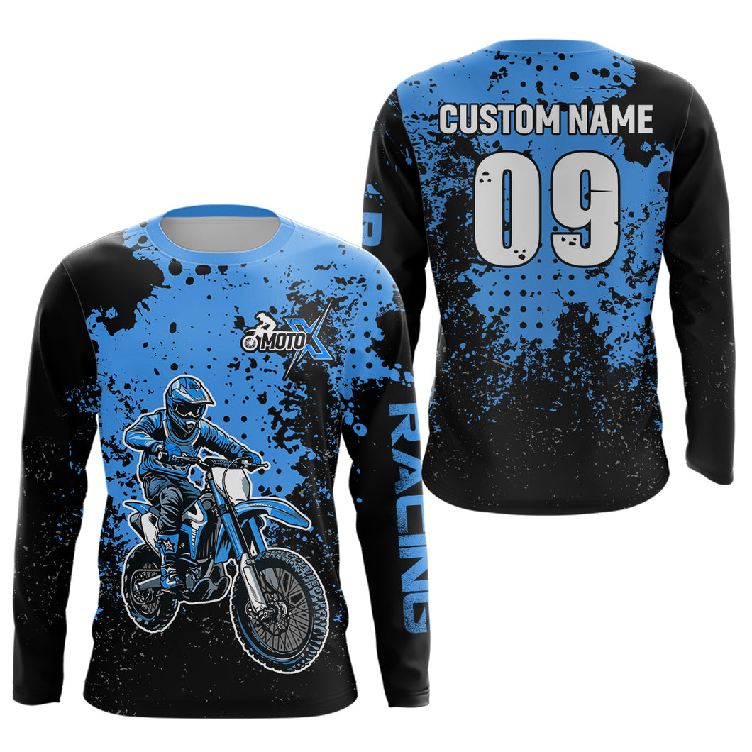 Custom Blue Motocross Jersey for Men Women Upf30+ Dirt Bike Shirt Motorcycle Jersey| CTP11