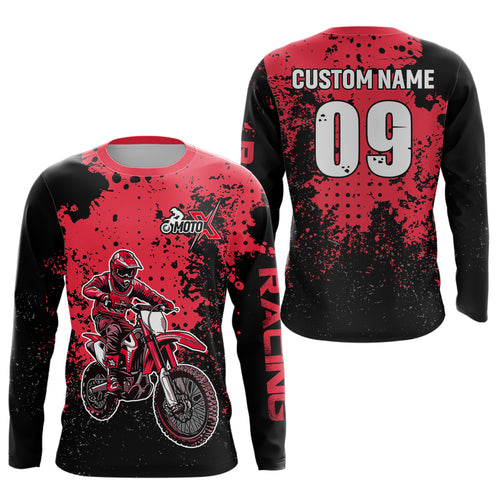 Custom Red Motocross Jersey for Men Women Upf30+ Dirt Bike Shirt Motorcycle Jersey| CTP11