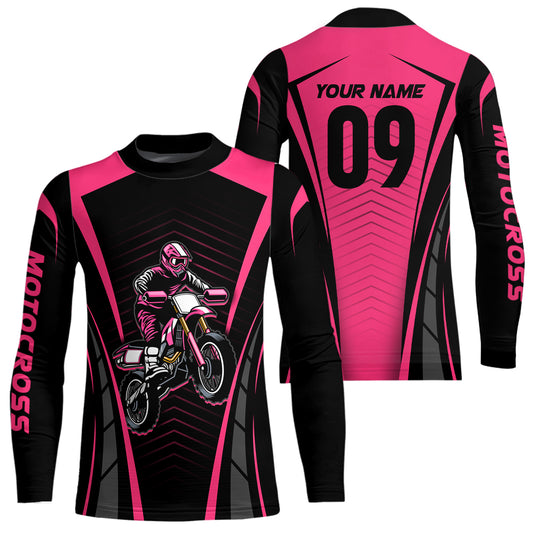 Custom Motocross Jersey Pink UPF30+ Dirt Bike Shirt MX Racing Racewear Adult&Kid| CTP50
