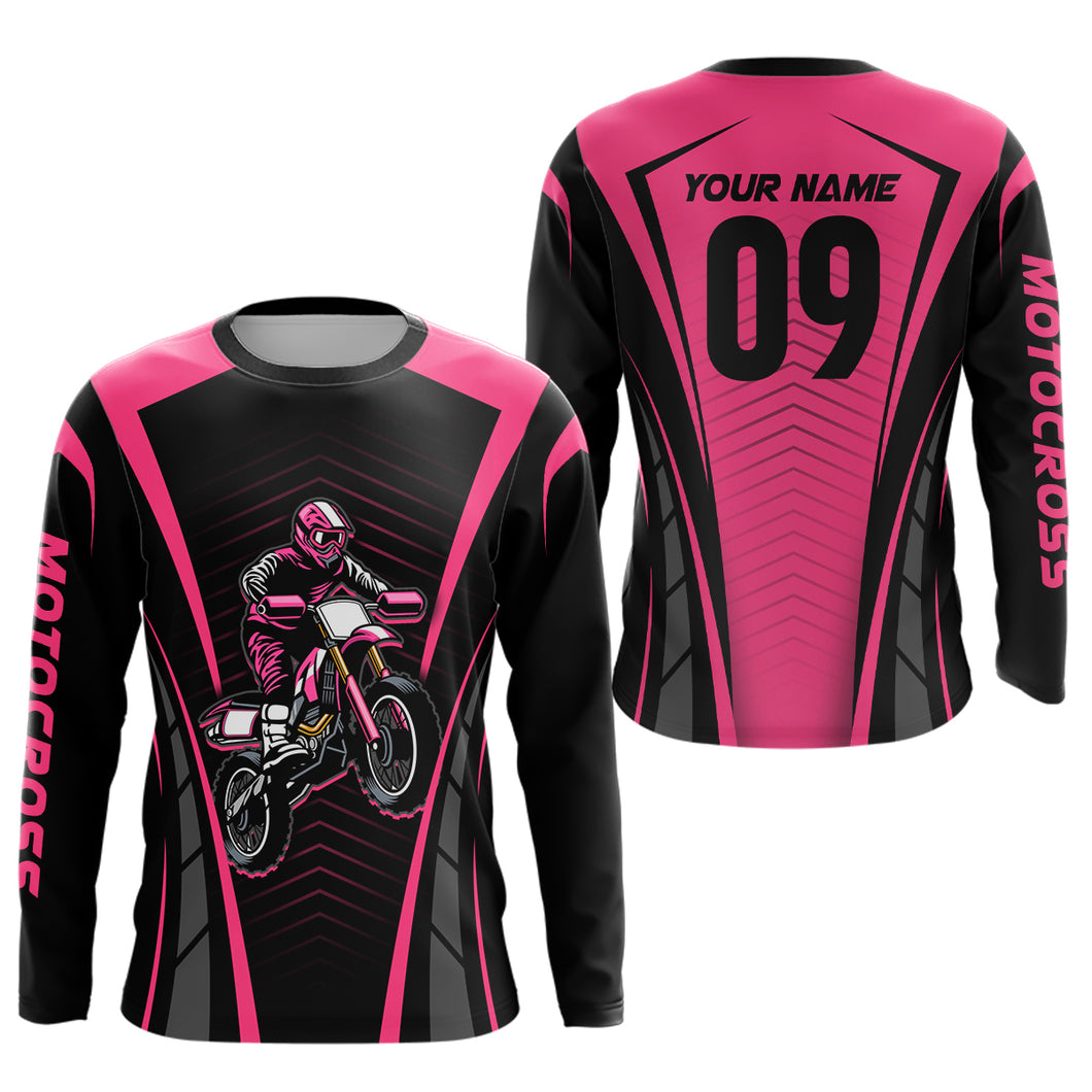 Custom Motocross Jersey Pink UPF30+ Dirt Bike Shirt MX Racing Racewear Adult&Kid| CTP50
