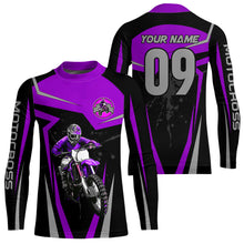 Load image into Gallery viewer, Adult&amp;Kid Purple Custom Dirt Bike Jersey Motocross Jersey Upf30+ Motocross Shirt| CTP74
