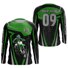 Load image into Gallery viewer, Adult&amp;Kid Green Custom Dirt Bike Jersey Motocross Jersey Upf30+ Motocross Shirt| CTP74