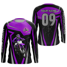 Load image into Gallery viewer, Adult&amp;Kid Purple Custom Dirt Bike Jersey Motocross Jersey Upf30+ Motocross Shirt| CTP74
