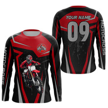 Load image into Gallery viewer, Adult&amp;Kid Red Custom Dirt Bike Jersey Motocross Jersey Upf30+ Motocross Shirt| CTP74