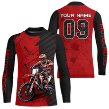 Load image into Gallery viewer, Custom Dirt Bike Jersey Red Motocross Jersey Upf30+ Mens Women Motocross Shirt| CTP19