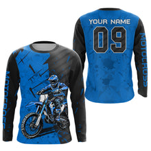 Load image into Gallery viewer, Custom Dirt Bike Jersey Blue Motocross Jersey Upf30+ Mens Women Motocross Shirt| CTP19