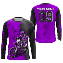 Load image into Gallery viewer, Custom Dirt Bike Jersey Purple Motocross Jersey Upf30+ Mens Women Motocross Shirt| CTP19