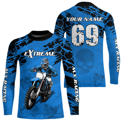 Custom Blue Motocross Jersey for Men Women Upf30+ Dirt Bike Shirt Motorcycle Jersey| CTP71