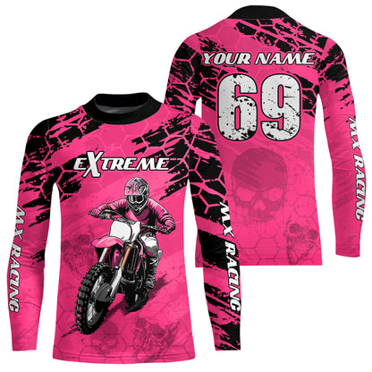 Custom Pink Motocross Jersey for Men Women Upf30+ Dirt Bike Shirt Motorcycle Jersey| CTP71