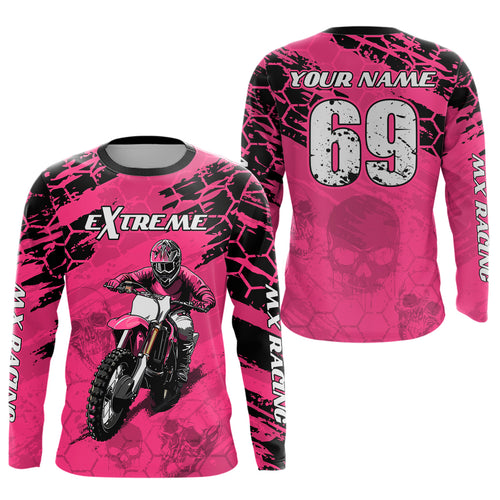 Custom Pink Motocross Jersey for Men Women Upf30+ Dirt Bike Shirt Motorcycle Jersey| CTP71