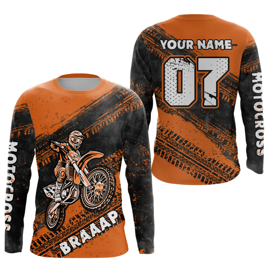 Custom Motocross Jersey Orange Mens Women Upf30+ Dirt Bike Jersey Racing Shirt| CTP09