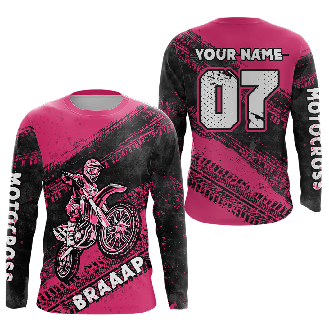 Custom Motocross Jersey Pink Mens Women Upf30+ Dirt Bike Jersey Racing Shirt| CTP09
