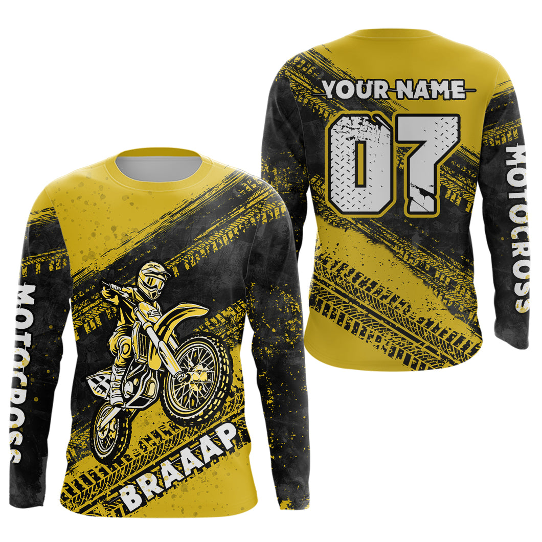 Custom Motocross Jersey Yellow Mens Women Upf30+ Dirt Bike Jersey Racing Shirt| CTP09