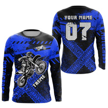 Load image into Gallery viewer, Adult&amp;Kid Custom Blue Motocross Jersey for Men Women Upf30+ Extreme Dirt Bike Shirt| CTP75
