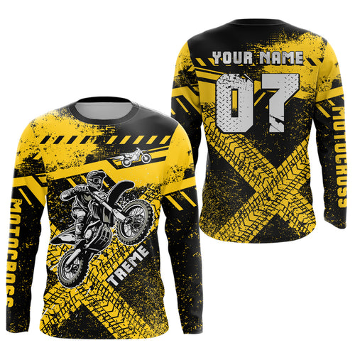 Adult&Kid Custom Yellow Motocross Jersey for Men Women Upf30+ Extreme Dirt Bike Shirt| CTP75