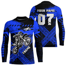 Load image into Gallery viewer, Adult&amp;Kid Custom Blue Motocross Jersey for Men Women Upf30+ Extreme Dirt Bike Shirt| CTP75