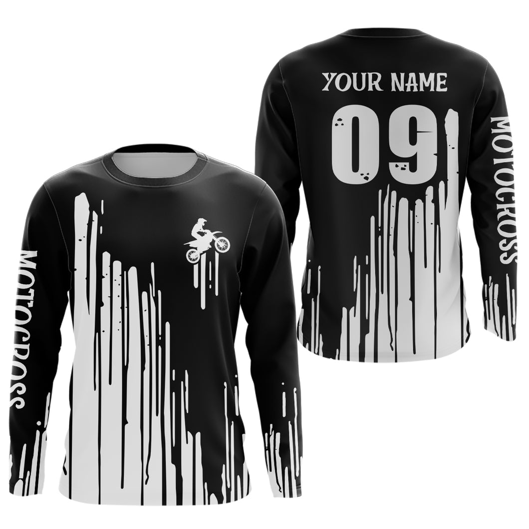 Adult&Kid black custom dirt bike jersey Motocross jersey upf30+ mens women Motocross Shirt| CTP06