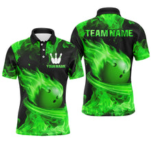 Load image into Gallery viewer, Green Flame Bowling Jersey Men And Women Custom Bowling Shirts Unisex Polo Bowling Team Shirt CP07