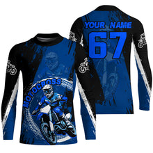 Load image into Gallery viewer, Adult&amp;Kid Blue Custom Motocross Jersey Upf30+ Dirt Bike Jersey Mens Women Motocross Shirt| CTP53