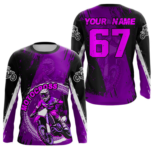 Adult&Kid Purple Custom Motocross Jersey Upf30+ Dirt Bike Jersey Mens Women Motocross Shirt| CTP53