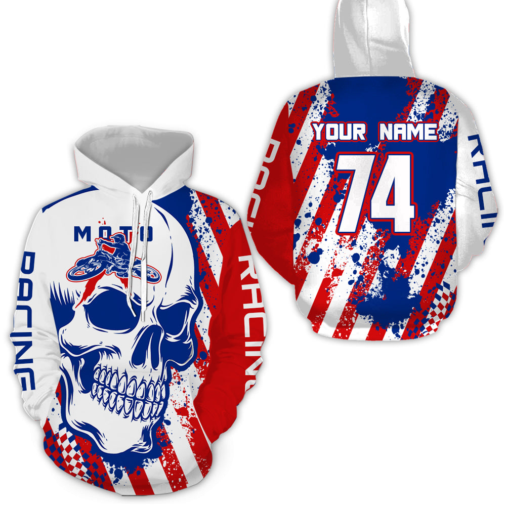 Custom Dirt Bike Hoodie Skull Motocross Hooded Jersey Mens Women Youth Motorcycle Hoodie| CTP36