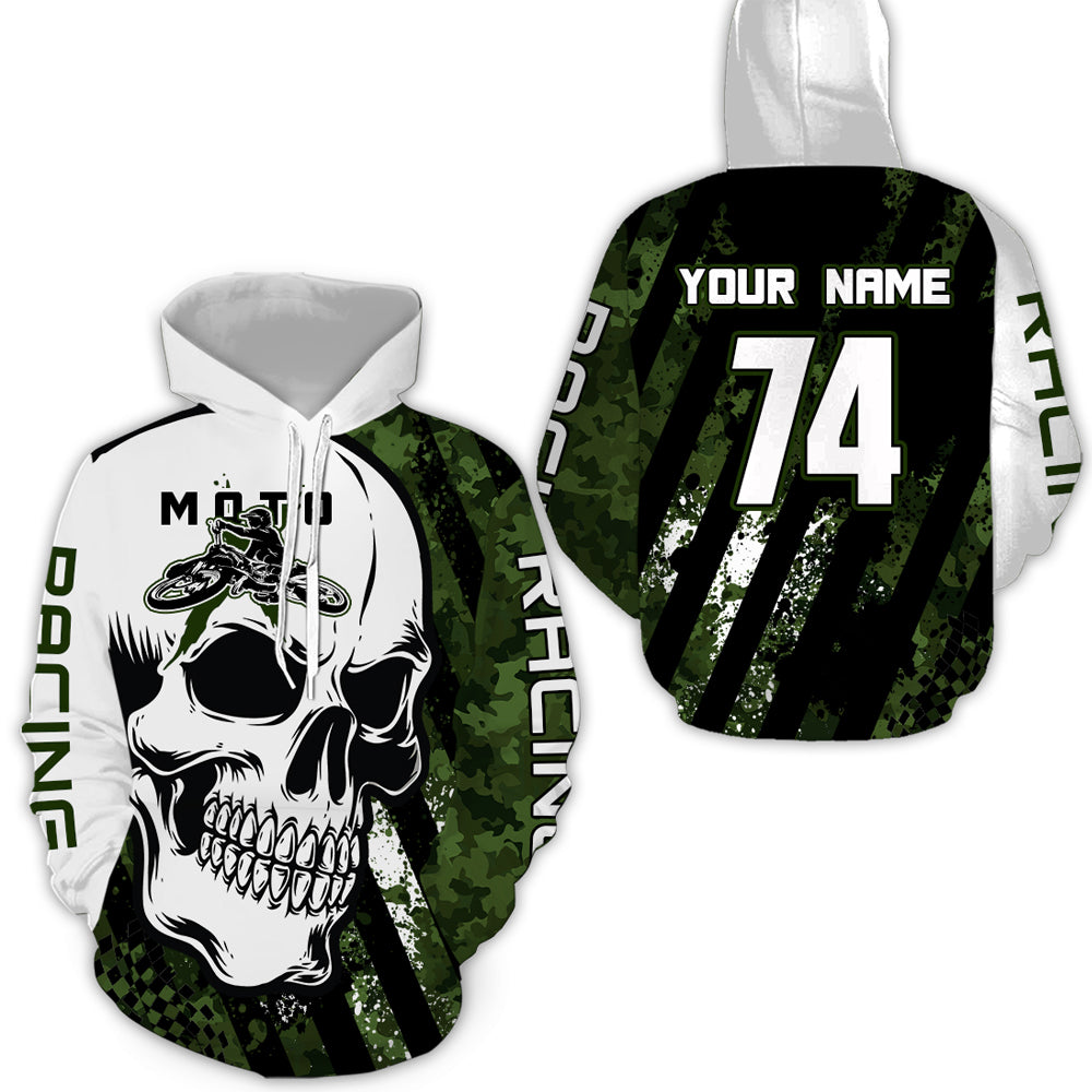 Custom Dirt Bike Hoodie Skull Motocross Hooded Jersey Mens Women Youth Motorcycle Hoodie| CTP40