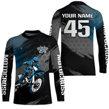 Load image into Gallery viewer, Adult&amp;Kid Custom Blue Dirt Bike Jersey Motocross Jersey Upf30+ Motocross Shirt| CTP93
