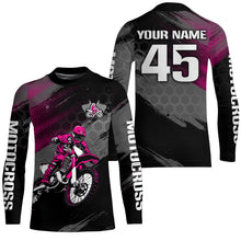 Load image into Gallery viewer, Adult&amp;Kid Custom Pink Dirt Bike Jersey Motocross Jersey Upf30+ Motocross Shirt| CTP93