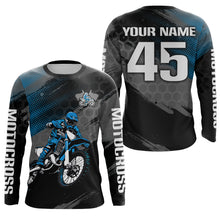 Load image into Gallery viewer, Adult&amp;Kid Custom Blue Dirt Bike Jersey Motocross Jersey Upf30+ Motocross Shirt| CTP93