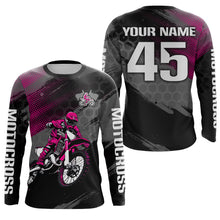 Load image into Gallery viewer, Adult&amp;Kid Custom Pink Dirt Bike Jersey Motocross Jersey Upf30+ Motocross Shirt| CTP93