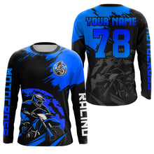 Load image into Gallery viewer, Custom Dirt Bike Jersey Blue Motocross Jersey Upf30+ Mens Women Motocross Shirt| CTP54