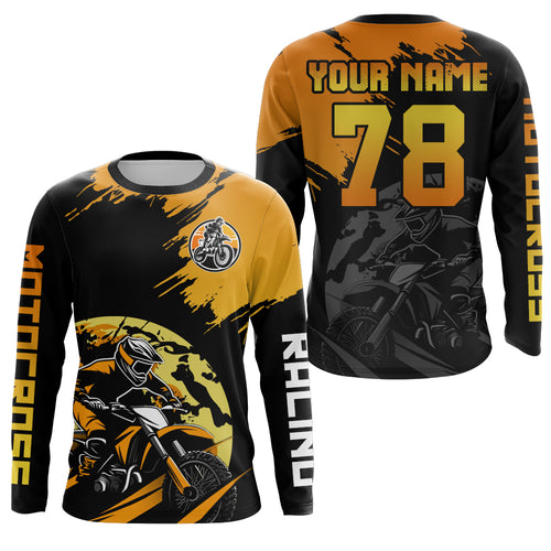 Custom Dirt Bike Jersey Orange Motocross Jersey Upf30+ Mens Women Motocross Shirt| CTP54